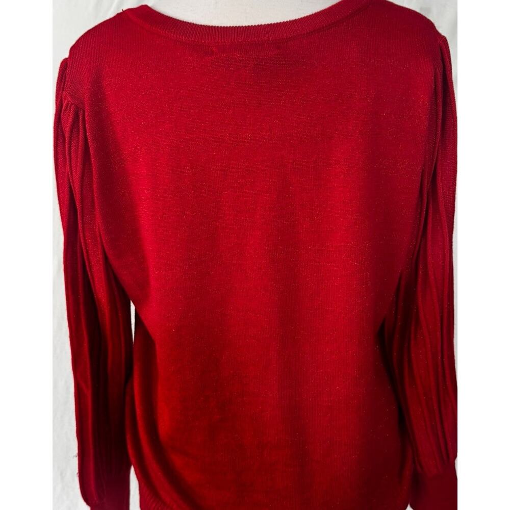 Adrienne Vittadini Womens XL Red Metallic Fleck Crewneck Sweater - Picture 7 of 8